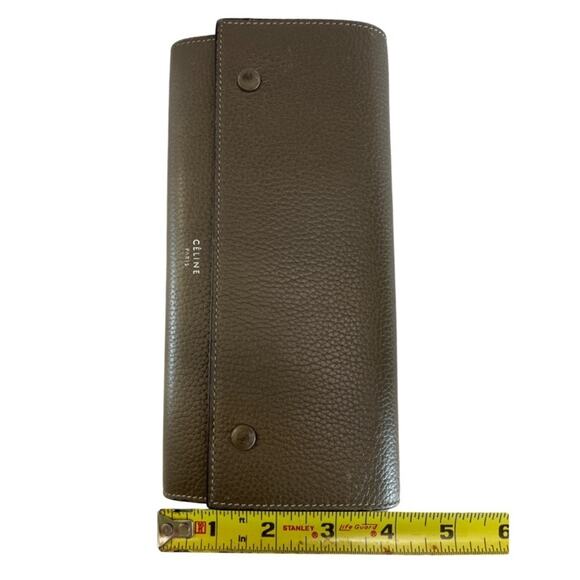 Céline Pebbled Leather Large Flap Wallet Grey And Yellow Made in Italy - Picture 13 of 13